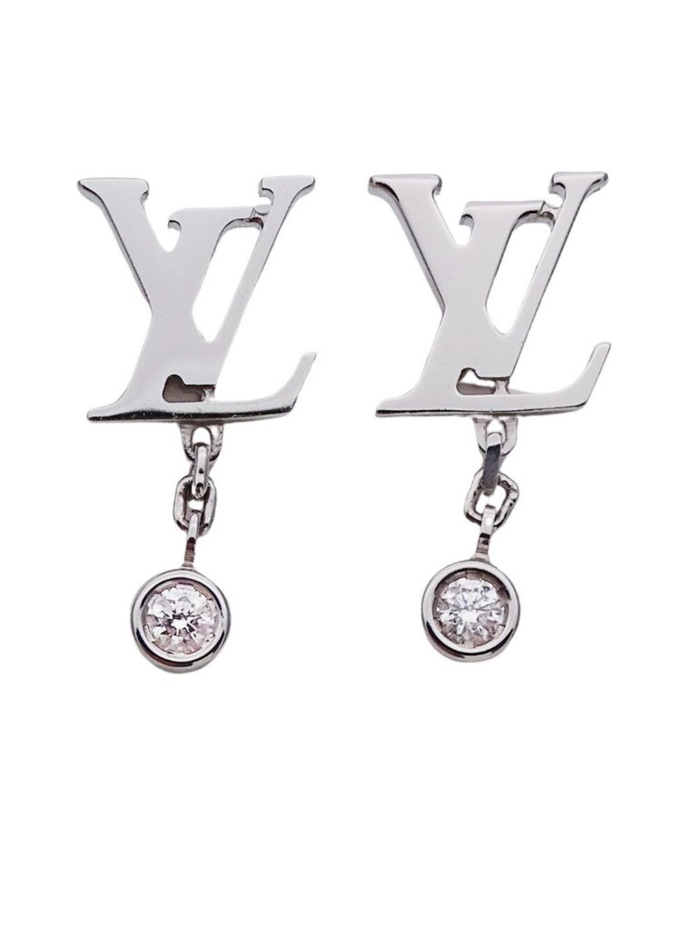 Louis Vuitton Earrings 750 White Gold Diamond Idylle Blossom LV for Both Ears